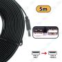 🔌 Câble Extension USB 2.0 5m Plat Noir avec Filtre – Rallonge USB Mâle/Femelle Haute Vitesse