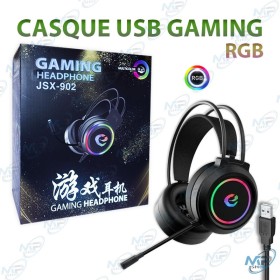 🎧 Casque Gaming USB RGB JSx-902 – Micro Intégré, Son Stéréo HD et Confort Ergonomique