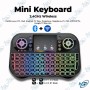 📡 Mini Clavier Sans Fil Bluetooth + 2.4GHz Rétroéclairé RGB avec Touchpad – Clavier Portable Smart TV, PC, Android Box