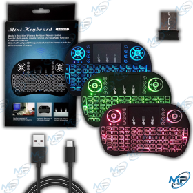 📡 Mini Clavier Sans Fil RGB Bluetooth + 2.4GHz avec Touchpad – Clavier Rétroéclairé Smart TV, PC, Android Box