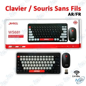 📡 Clavier et Souris Sans Fil Jedel WS681 2.4GHz Compact – Combo Mini Clavier AZERTY AR/FR + Souris Ergonomique