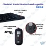 ⌨️ Clavier & Souris Bluetooth Rechargeables FR/AR – Kit Sans Fil LED Compact avec Rétroéclairage