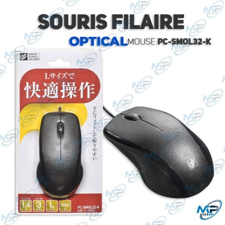 🖱️ Souris filaire USB optique DF PC-SM02-K – Souris ergonomique 1000 DPI haute précision pour PC