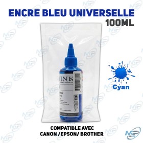 🖨️ Encre Bleue Universelle 100ML (Cyan) – Compatible Canon, Epson, Brother | Recharge Imprimante Haute Qualité
