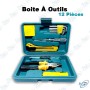 🛠️ Boîte à Outils 12 Pièces Multifonction – Kit de Bricolage Compact avec Tournevis, Pinces et Cutter