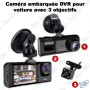 🎥 Caméra Embarquée DVR Voiture 3 Objectifs HD – Dashcam Triple Lentille avec Écran LCD et Caméra de Recul