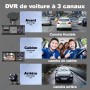 🎥 Caméra Embarquée DVR Voiture 3 Objectifs HD – Dashcam Triple Lentille avec Écran LCD et Caméra de Recul