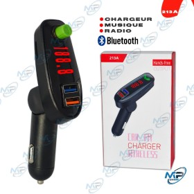 🚗Transmetteur FM Bluetooth 213A – Chargeur Voiture Double USB Mains Libres Radio FM 12V/24V