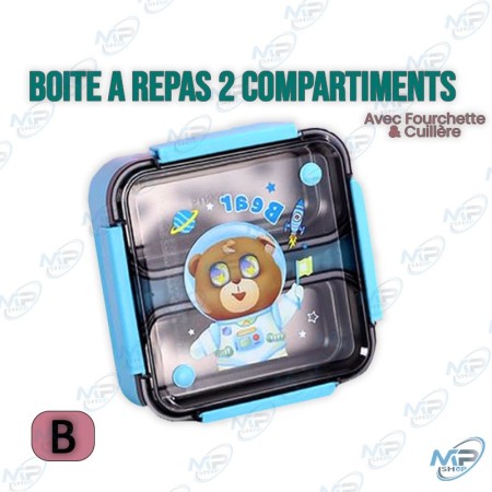 Lunch box enfant compartimentée avec couvercle hermétique