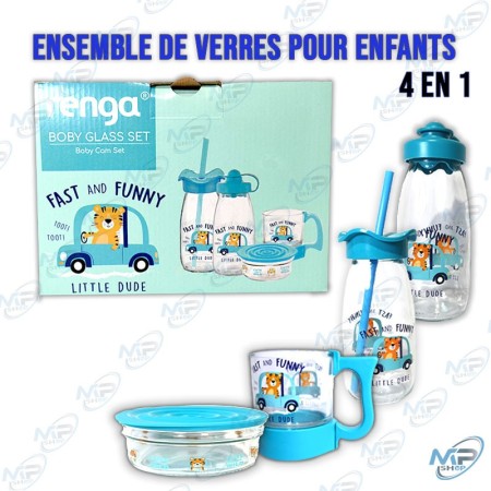 Ensemble de verres enfant 4 en 1 (biberon, tasse, bol, paille)
