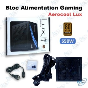🔌 Bloc d’Alimentation Gaming Aerocool LUX 550W – Certifié 80+ Bronze – Alimentation PC ATX Haute Performance