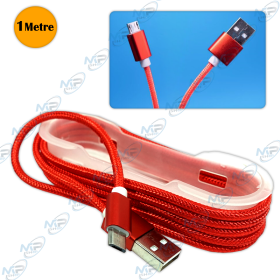🔌Câble USB Micro-USB 1m Tressé Rouge – Câble Android Charge & Data