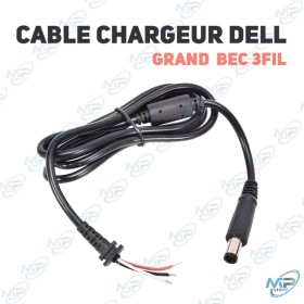 🔌 Câble Chargeur PC Dell Grand Bec 3 Fils – Câble d’Alimentation pour Ordinateur Portable Dell