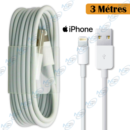 🔌Câble Lightning iPhone 3 mètres – Charge & Synchronisation iOS Longue Portée