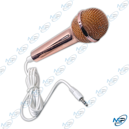 🎤 Microphone Filaire Karaoké Design Gold Rose 3.5mm – Micro Vocal pour Chant & Animation