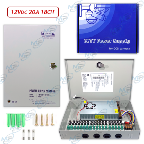 ⚡ Alimentation CCTV 12V 20A 18 Canaux – Boîtier de Distribution Haute Performance pour Caméras de Surveillance