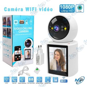 🎥 Caméra WiFi Vidéo Calling 1080P – Surveillance Intelligente avec Écran, Audio Bidirectionnel et Application iCSee