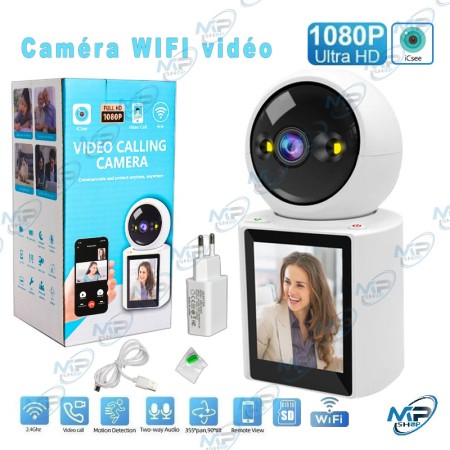 🎥 Caméra WiFi Vidéo Calling 1080P – Surveillance Intelligente avec Écran, Audio Bidirectionnel et Application iCSee