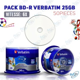 💿 Pack 50 BD-R Verbatim 25GB 6x – Blu-ray vierge imprimable haute capacité